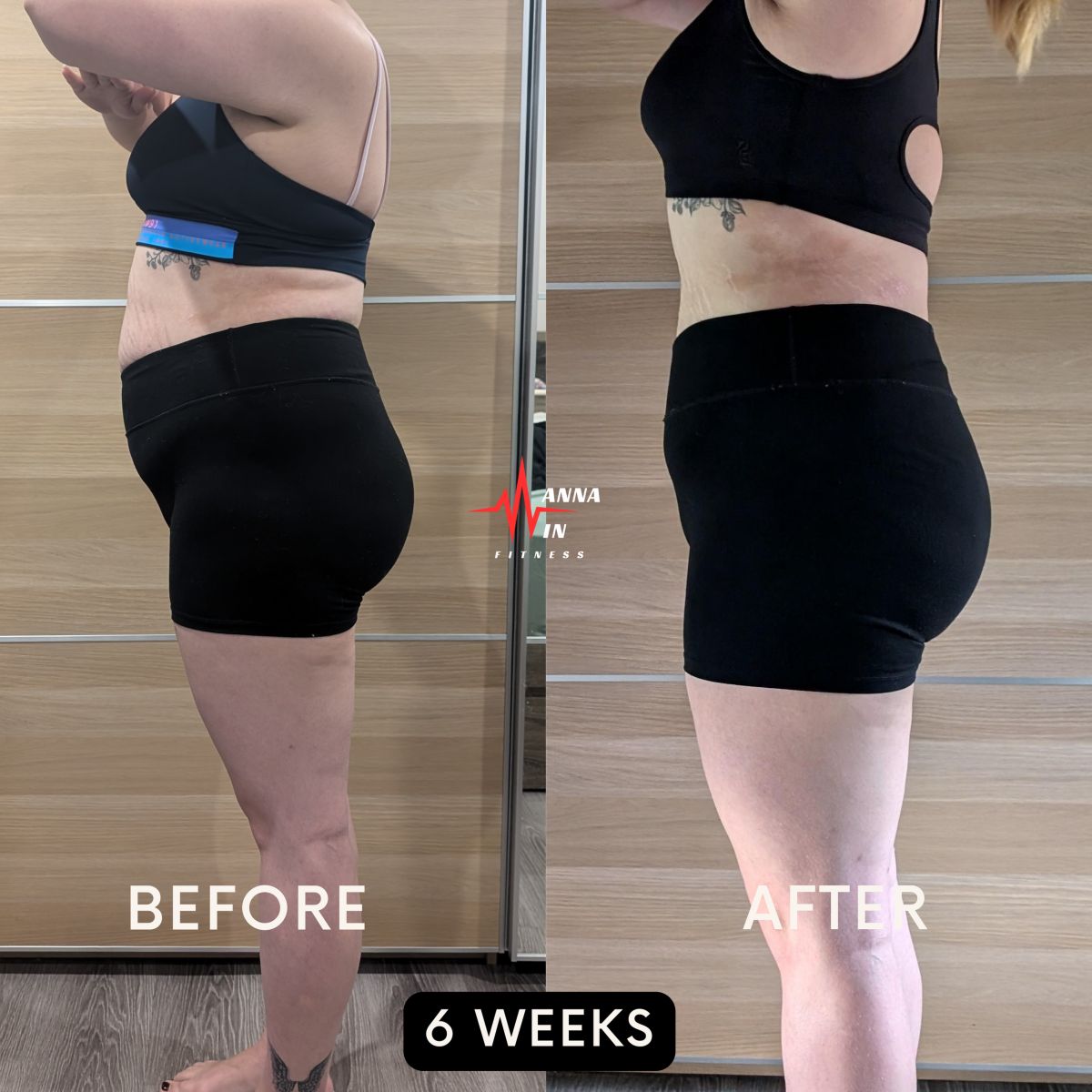 Wanna Win Fitness client before and after, six weeks apart